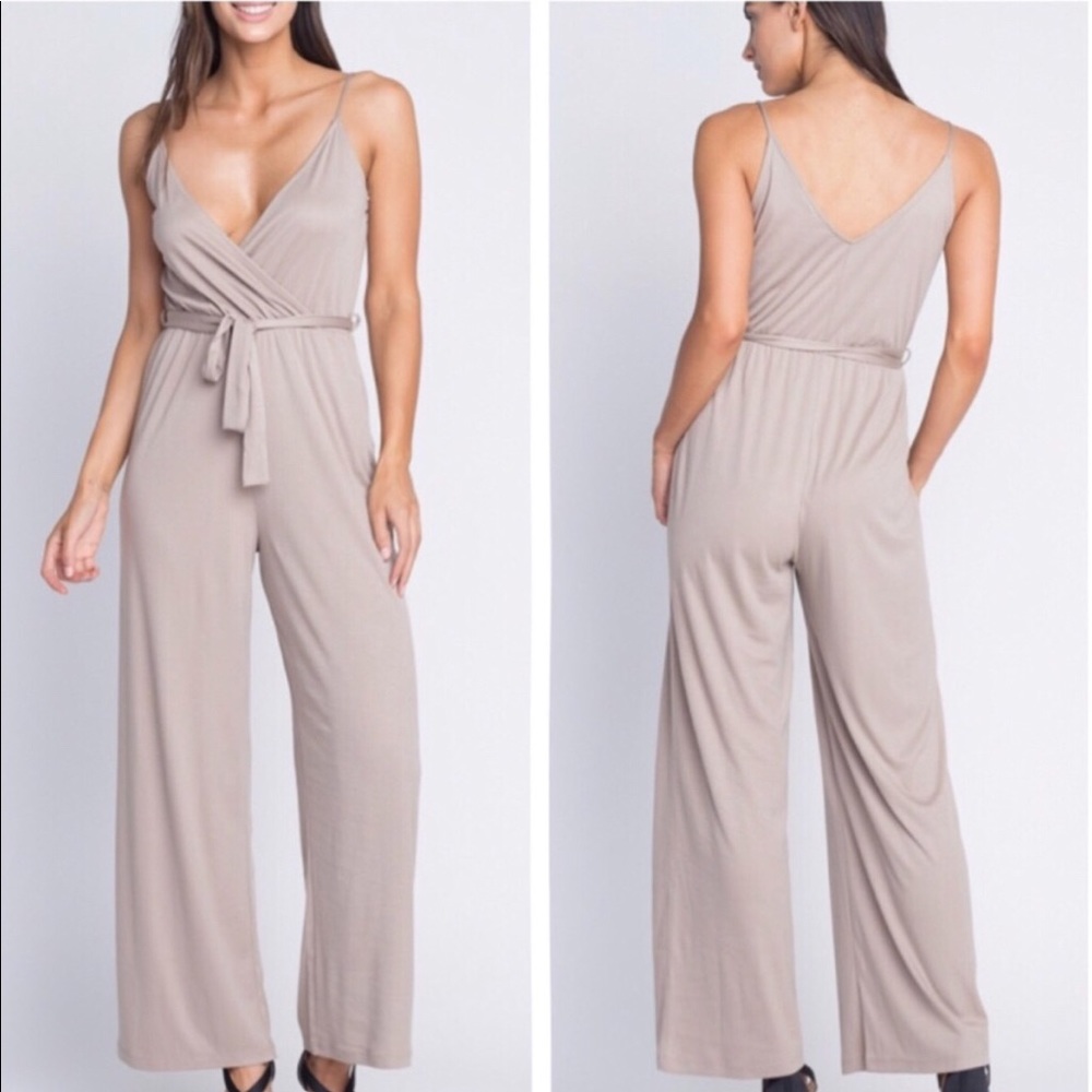 Lynnie Mocha Waist Tie Jumpsuit